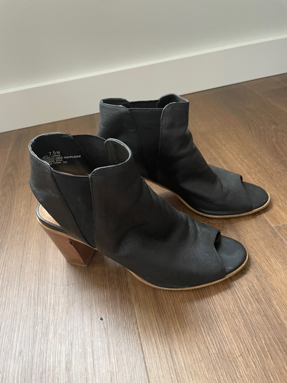 Steve Madden Black Open-Toe Block Heel Ankle Booties